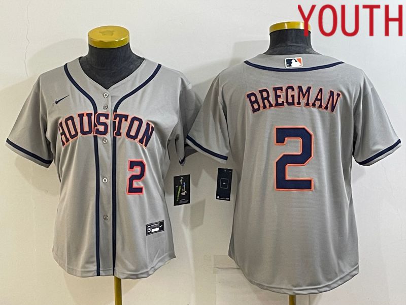 Youth Houston Astros #2 Bregman Grey Game Nike 2022 MLB Jerseys->women mlb jersey->Women Jersey